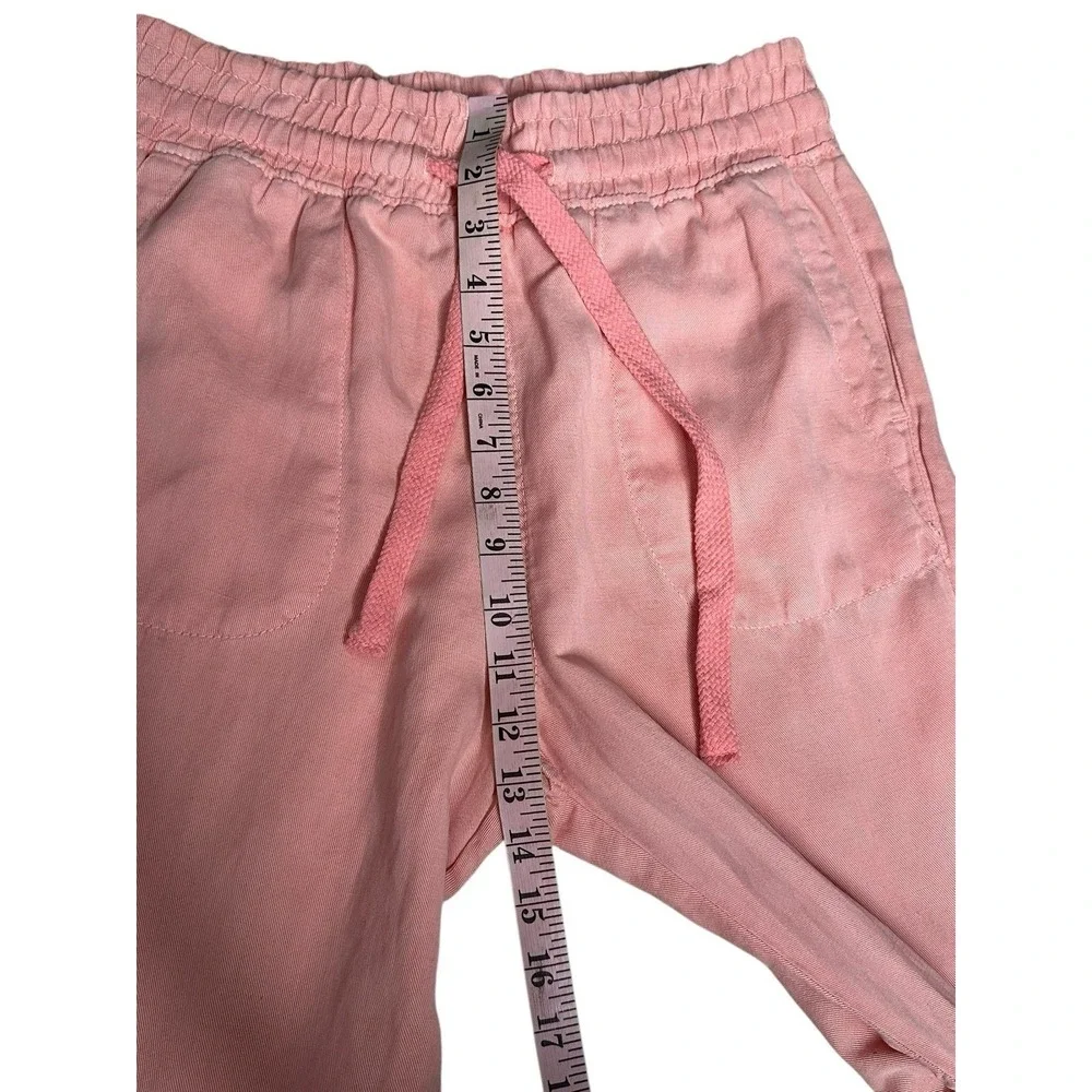Zara‎ Linen Blend Joggers Womens Drawstring Size Small Pink Fringe